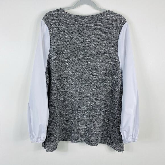 Lane Bryant Size 18 20 Contrast Sleeve Tweed Top Black White Career Work Casual - Picture 2 of 6